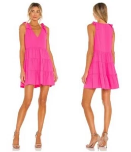 Amanda Uprichard Pruitt Dress in Pink Lacquer Shoulder Tie Accent Size Large - Picture 1 of 5