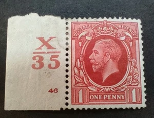GB KGV 1934-36 1d Scarlet. SG440. Control X35 Cylinder 46 no dot. Mounted Mint. - Picture 1 of 2