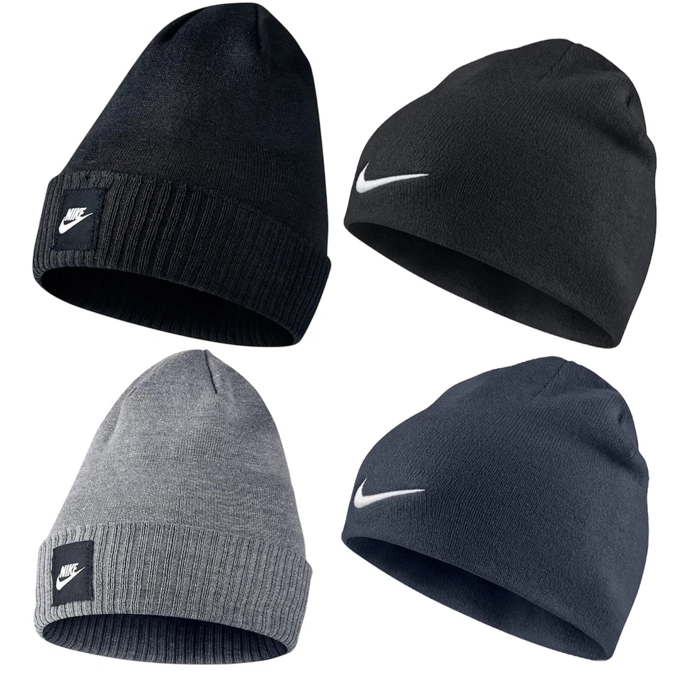 Nike Beanie Hat Cotton Wooly Winter Cold Mens Womens Kids Black Grey Navy - Image 1 of 1