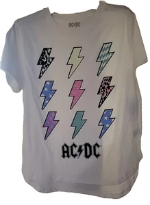 Grayson Social AC/DC HI-LO Graphic Tee weiß Damen Gr. XL (15-17) - Bild 1 von 2
