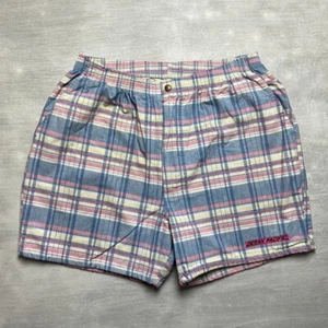 Vintage Ocean Pacific OP Elastic Waist Shorts Mens XL Blue Plaid USA VTG Chino - Picture 1 of 9
