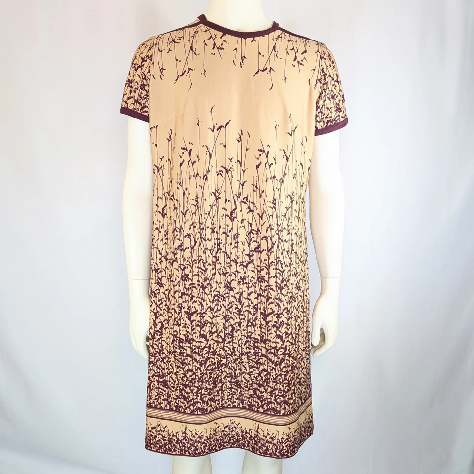 Vintage 80s  CUE FASHIONS Dress Plus Size 2X maroon tan 18 1/2 retro womens - Image 1 of 4