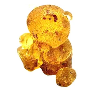 USA KIZIMA HANDMADE Figurine Bear with Bunny Home decor Amber - Picture 1 of 2