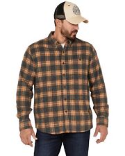 North River Men's  Plaid Flannel Long Sleeve Button-Down Shirt - Nrm6385-Lbrn