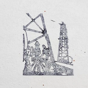 Vintage Rubber Ink Stamp-Oil Drilling-Oil Wells - Imagen 1 de 3