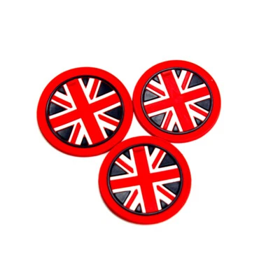 3Pcs For Mini Cooper Red Durable Rubber Union Jack Anti-Slip Cup Coaster Mat Pad Foto 1 de 4