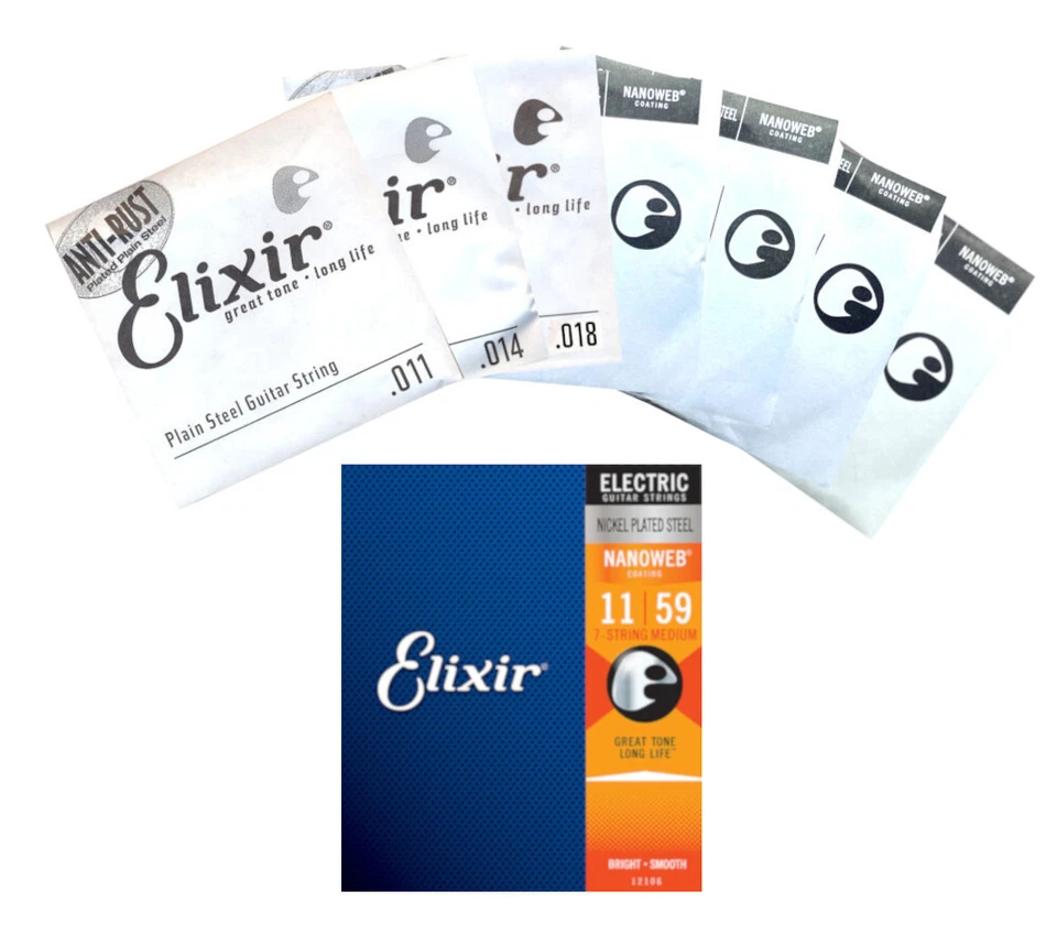 ELIXIR STRINGS Elixir 12106 Nanoweb - Nickel, 7-string medium (011-059) - E-Gitarrensaiten
