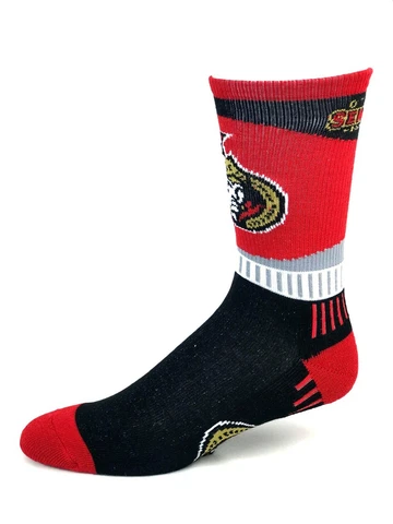 Ottawa Senators Hockey Sport Big Black & Red Deuce Crew Socks Cover