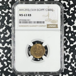AH 1293 Year 31 (1903-H) Egypt 1/40 Qirsh NGC MS63RB Lot#G9958 Choice UNC! - Picture 1 of 3