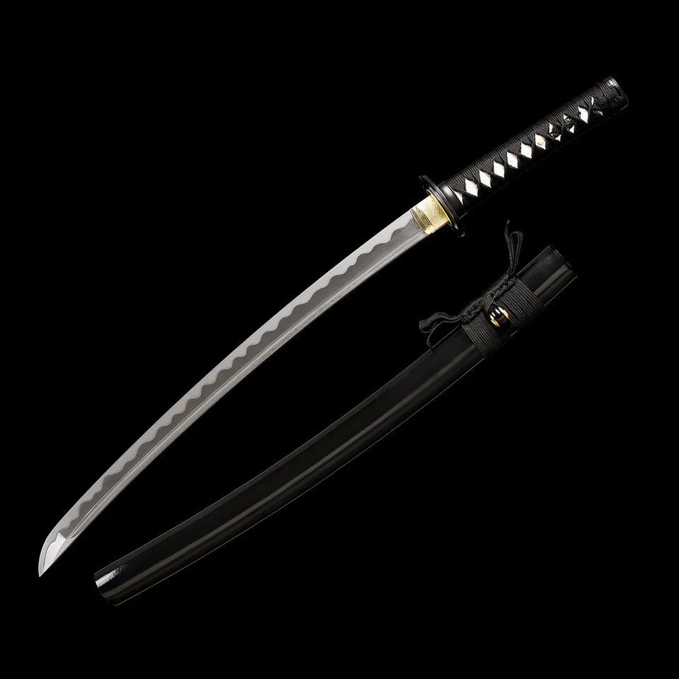 Черный 30-дюймовый острый японский самурайский меч Musashi Wakizashi Ready сталь 1095 - Изображение 1 из 4