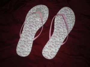 LAUREN CONRAD PINK FLAMINGO HARD BOTTOM SANDAL, FLOP "FUN IN THE SUN" SIZE "10" - Picture 1 of 3