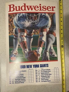 Pubblicità birra New York Giants 1989 poster programma Budweiser NFL Sports Collectile - Foto 1 di 1