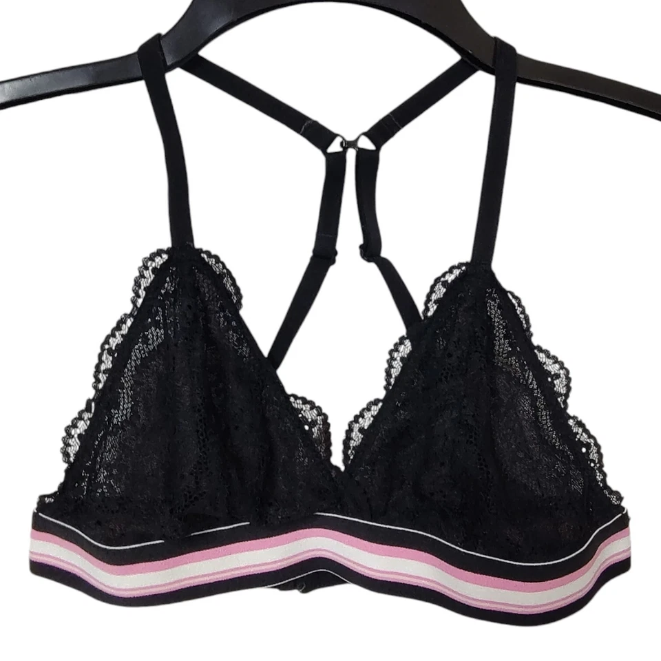 34A No Boundaries Women's Bra Wireless Black Lace Triangle Bralette Convertible - Image 1 of 4