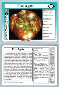 Fire Agate #10.7 - Gems & Gemstones - Treasures Of The Earth Grolier Card - Picture 1 of 1