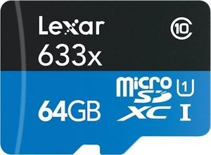 Lexar High-Performance microSDXC 633x 64GB UHS-I/U1 w/USB 3.0 - Picture 1 of 7