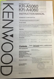 Kenwood Original Owner-User Instruction Manual KR-A5060 KRA4060 Receiver - Picture 1 of 5