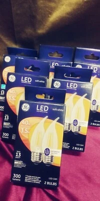 12- GE LED Soft White 40w/3.5w Decorative Clear LED CAM Bulbs - Image 1 of 3
