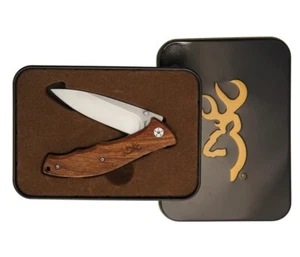 Browning pocket knife Wood Handle with Buckmark Gift Tin - Picture 1 of 3