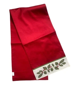 Red Table Runner Painted Red Berries & Green Leaves On Each End NWOT  53” x 13” - Picture 1 of 3