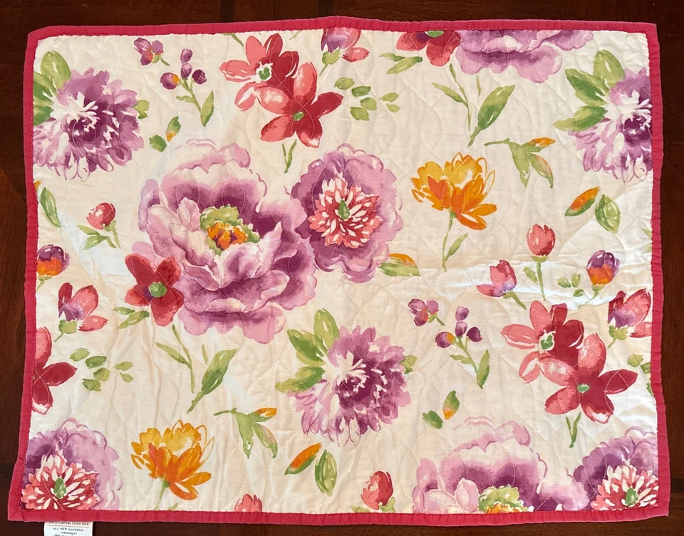 Pintura acolchada acuarela floral acolchada Martha Stewart Standard Sham algodón 20 x 26 Foto 1 de 4