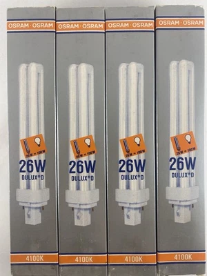 批量 4 件 欧司朗 DULUX D 26W CFL 灯泡 G24d-3 底座 4100K 冷白光 美国制造 — 第 1/4 张图片