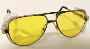 Vintage Bouton Aviator Safety Sideshield Yellow Tinted Frames Sunglasses - Picture 1 of 14