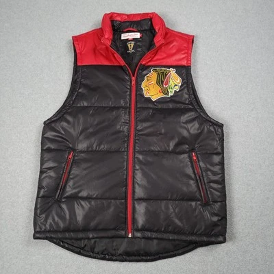 Chaleco Chicago Blackhawks Hombres Grande Mitchell Ness De Colección Hockey Puffer Bloque de Color Foto 1 de 4