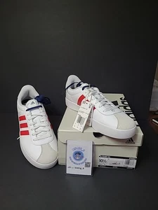 Size 10.5 - adidas VL Court 3.0 White Scarlet Navy - Picture 1 of 9