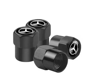 4PCS Ventilkappen Reifen For Mercedes Logo Aluminium - Schwarz Ventilkappen * - Picture 1 of 1