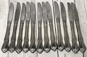 SET  12-VINTAGE Arbor Rose / True Rose DINNER KNIVES Oneida STAINLESS FLATWARE - Picture 1 of 5