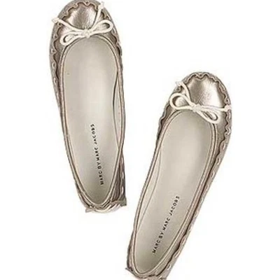 MBMJ Marc Jacobs Metálico Dorado Cuero Mocasín Mocasines Planos Zapatos 39.5 EE. UU. 9.5  Foto 1 de 4