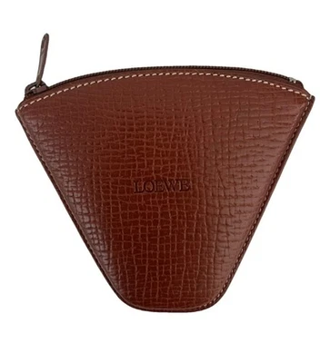 Loewe коричневый текстурированный кожаный треугольник монета молнии мешок - Изображение 1 из 4