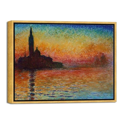 Arte enmarcado Anochecer en Venecia por Claude Monet Cuadros Obra de Arte Bronce Marco Dorado Foto 1 de 4