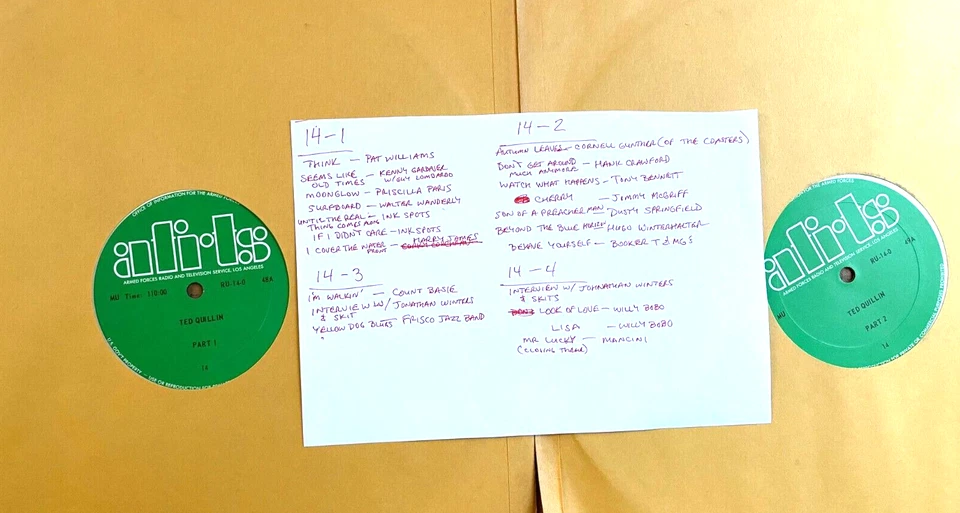 ARMED FORCES RADIO TED QUILLAN, 2 HR, RU-14-0 INK SPOTS (2), WILLY BOBO (2) - Image 1 of 1