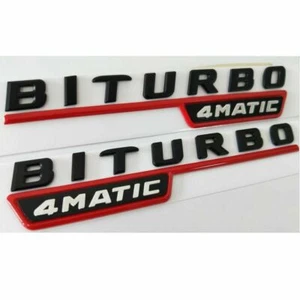 Negro Rojo BITURBO 4MATIC Letras Guardabarros Insignias Emblemas para Mercedes Benz AMG - Imagen 1 de 2