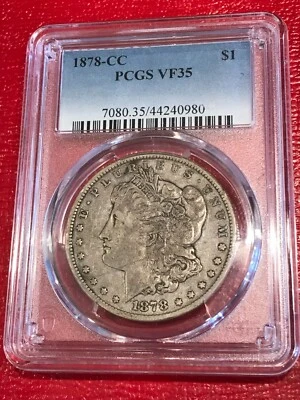 PCGS VF35 1878 CC CARSON CITY MINT MORGAN SILVER DOLLAR COIN-APR402 - Image 1 of 4