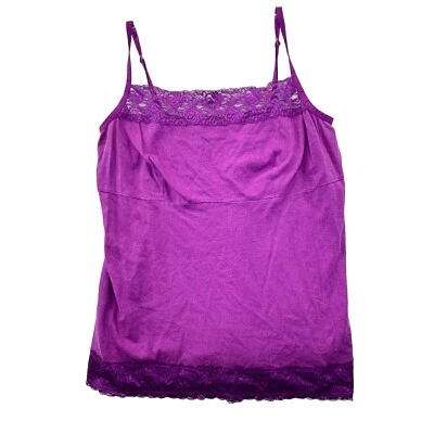 Camiseta sin mangas vintage Y2K floral encaje cami camisola para mujer 14/16 XL ajustada púrpura Foto 1 de 4