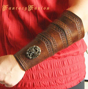 Medieval Armor LARP Dragon Leather Forearm BracerS -A Pair- - Bild 1 von 2