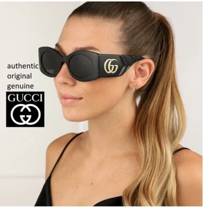Gucci GG0810S-001-53 145 mm Women Sunglasses with Black Frame and Gray Lenses - Picture 1 of 12