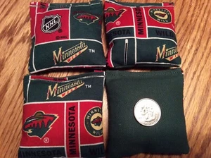 4  Minnesota Wild (hunter Back)  Mini cornhole bean bags 3" X 3" double stitched - Picture 1 of 1