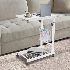 Adjustable Bed Side Table, Side Table with Wheels, Mobile Standalone Table New - Picture 1 of 17