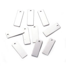 10pcs 304 Stainless Steel Tag Pendants Rectangle Stamping Blanks Charms 25x9mm