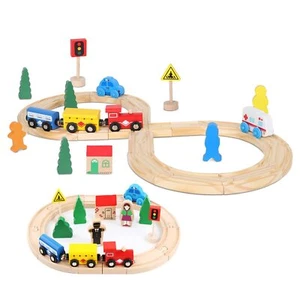 Wooden Train Tracks Toys for Toddler 33 Pieces Magnetic Train with Wooden Tra... - Picture 1 of 7