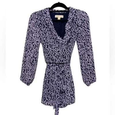 MICHAEL KORS Mameluco Mujer Floral Púrpura Manga Larga Cuello en V Envoltura S/P Festival Foto 1 de 4