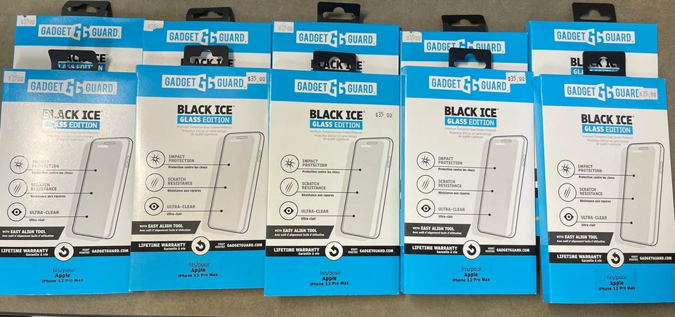 Lot of 10 Gadget Guard Black Ice Edition Tempered Glass iPhone 12 Pro Max - Image 1 of 1