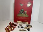 Marine Corps Memorabilia Yearbook, Pins, Patches And Tie Clip. Military Items