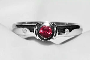 Sunset Sapphire Ring Solid 9ct White Gold Band set with two Diamonds Size N/7 - Picture 1 of 14