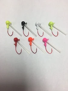 10 Pack 1/8th Weedless Painted Crappie Jig Heads #2 Sickle Hooks - Imagen 1 de 15
