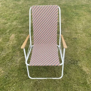 Vtg Folding Deck Chair 70s Stripes Garden Camping Festival Seaside Campervan VW - Picture 1 of 13