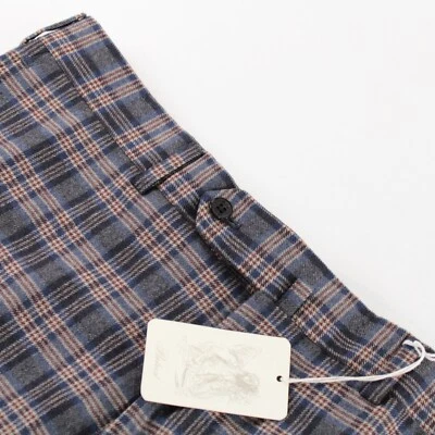 Belvest NWT Flat Front Dress Pants Size 50 34 US Blue Plaid Wool Blend - Image 1 of 4